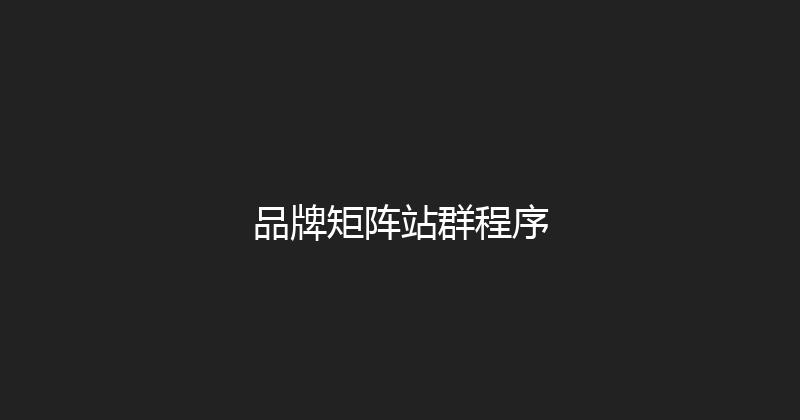 品牌矩阵站群程序 封面图