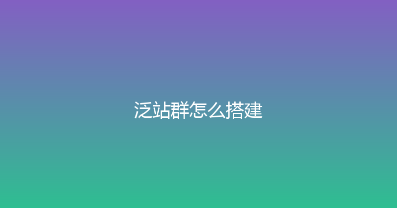 泛站群怎么搭建 封面图