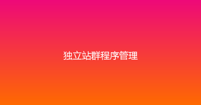 独立站群程序管理 封面图