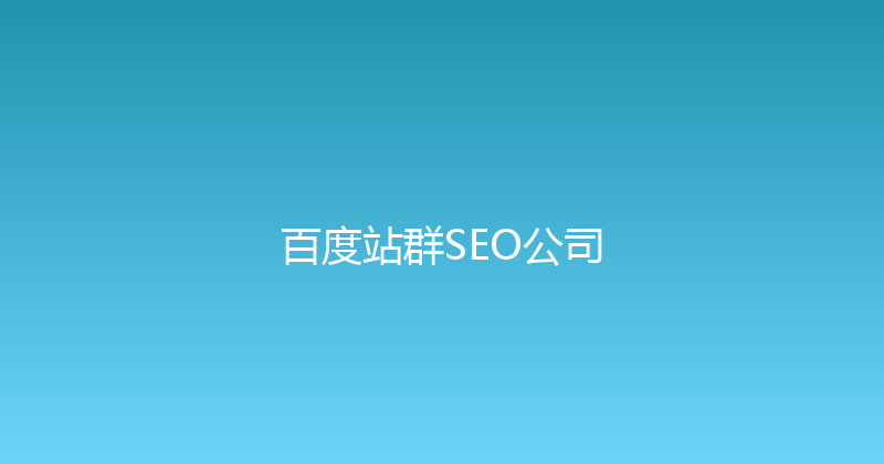 百度站群SEO公司 封面图