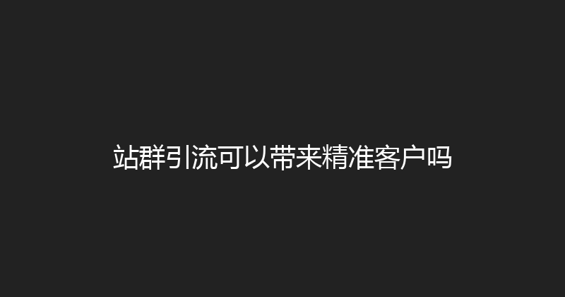 站群引流可以带来精准客户吗 封面图