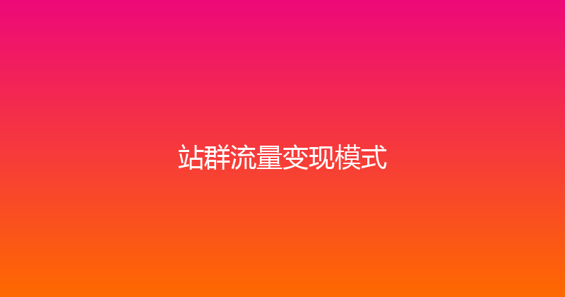 站群流量变现模式 封面图